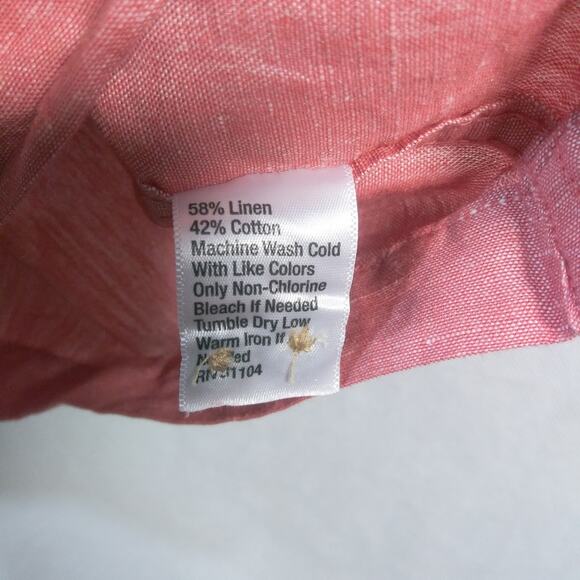 Saddlebred Red Classic Fit Linen Short Sleeve Button Up Shirt Size XXL - Picture 6 of 6